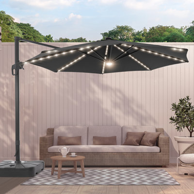 Parasol en porte-à-faux illuminé avec base Jamestown