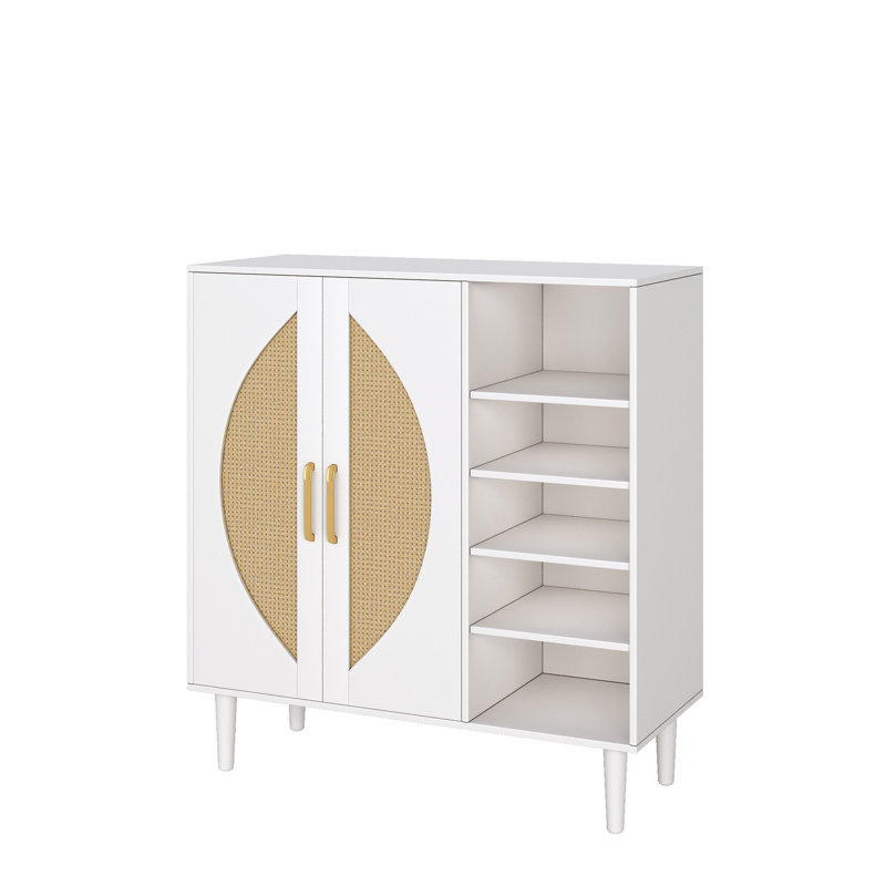 Armoire de rangement pour 20 paires de chaussures avec 2 portes et 8 tablettes réglables pour le vestibule