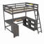 Lit mezzanine avec bureau en U, tiroirs et tablettes de rangement-1800216633