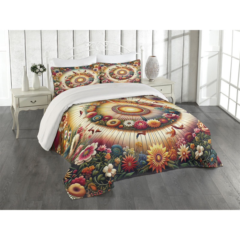 Polyester Floral Coverlet, King Coverlet + 2 Standard Shams
