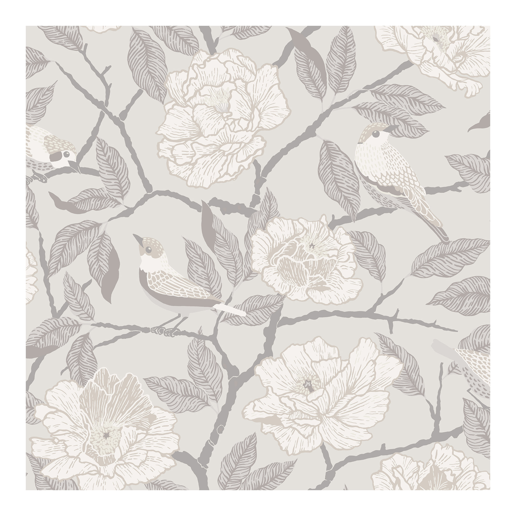 Botanical Wallpaper, White/Off-White