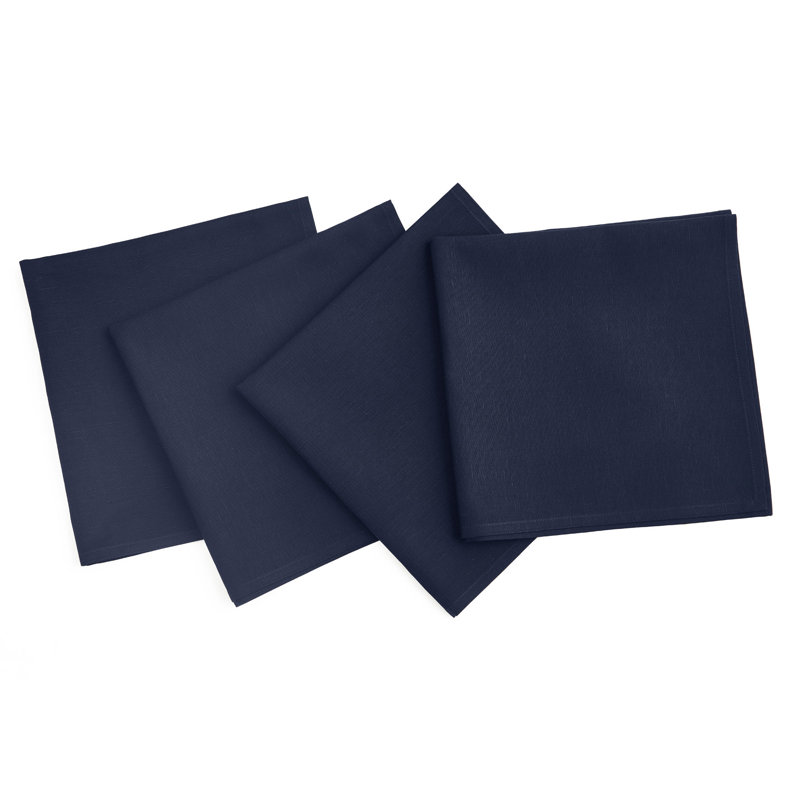 Dru Cotton Linen Dinner Napkins, Navy