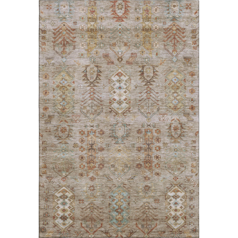 Premium Machine Washable Mayfield AMF2047 Global Rug, Beige, 10' x 14'