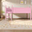 Lit mezzanine bas sécuritaire avec rangement, chambre d'enfant moderne en bois aggloméré rose