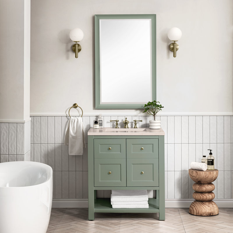 Breckenridge 30'' W Single Vanity, Charcoal Soapstone, Smokey Celadon, 8" Widespread