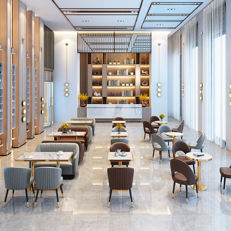 Banc rembourré en similicuir Light Luxury Cafe, Brun foncé