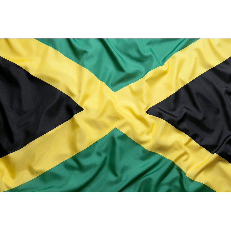 Textile Flag Of Jamaica by Mihtiander - Wrapped Canvas Print, 30cm H x 46cm W