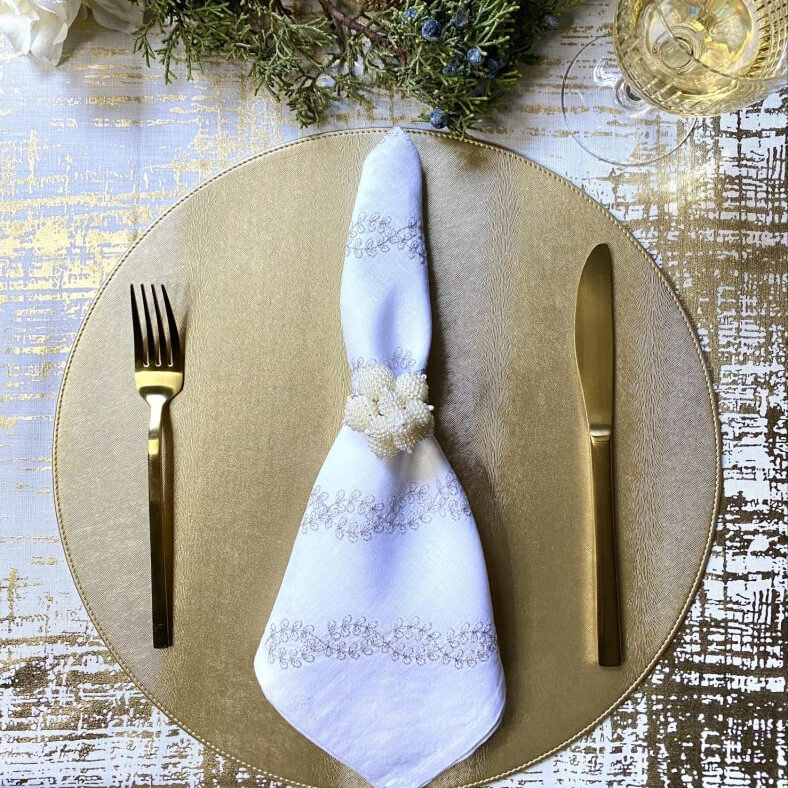Textured Metallic Reversible Placemats, Silver/Gold
