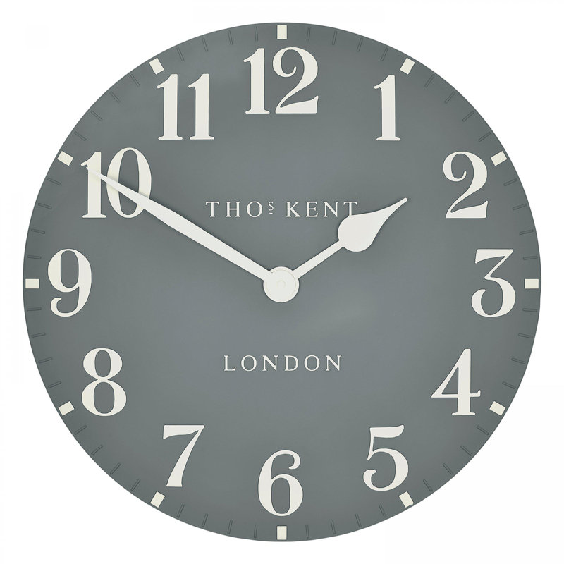 Arabic Metal Wall Clock, Blue Grey, 51cm H x 51cm W x 5cm D