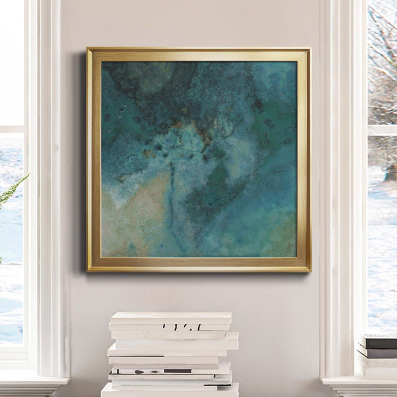 Azur IV - Peinture sur toile encadrée, H 34,5 po x l 34,5 po x P 1,5 po, Or