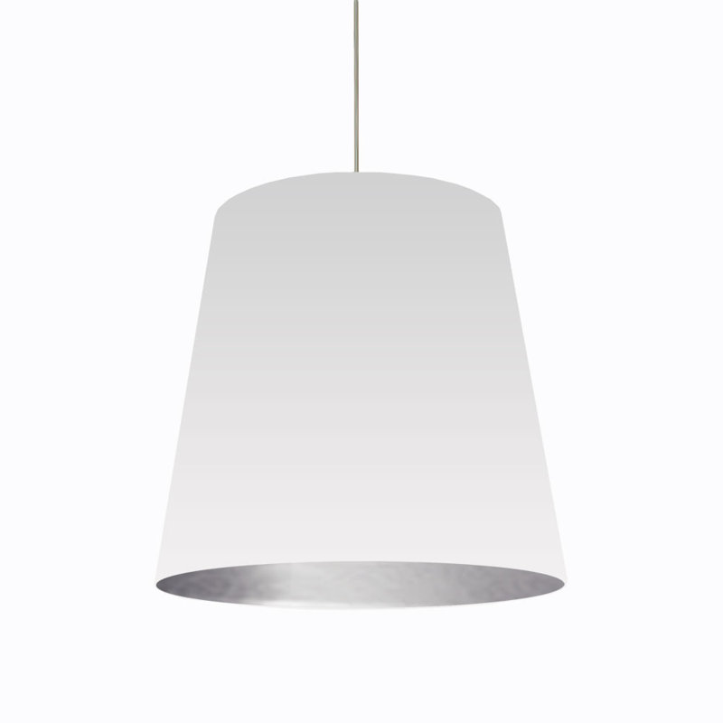 Oversized Drum 1 Light Single Bell Pendant, White on Silver, 26" H x 26" W x 21" D