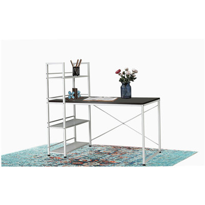 Table de bureau réversible en bois blanc / brun