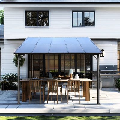 10' X Patio Gazebo - Metal Awning With Build, Support For Backyard Use Pergola Roof Patio, Decks,