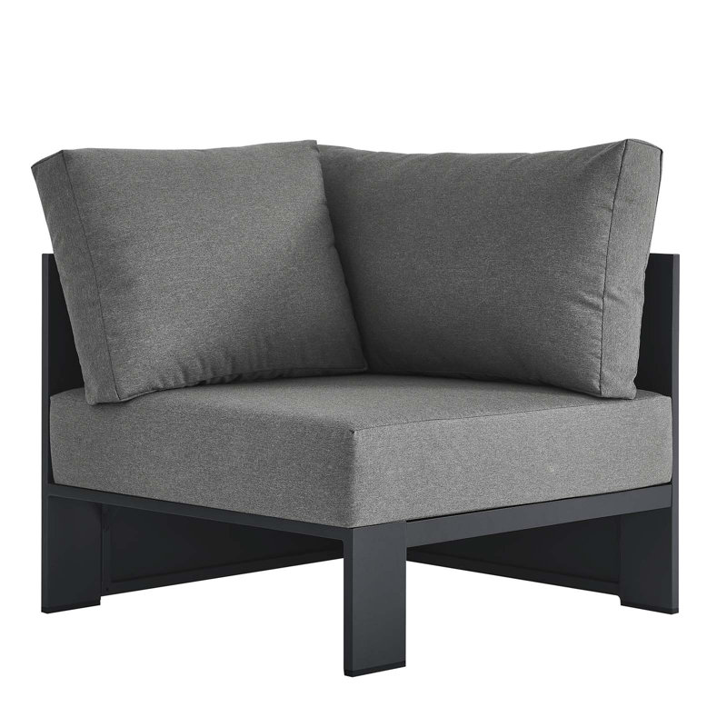 Modway Tahoe Outdoor Patio Powder-Coated Aluminum Modular Corner Chair, Charcoal