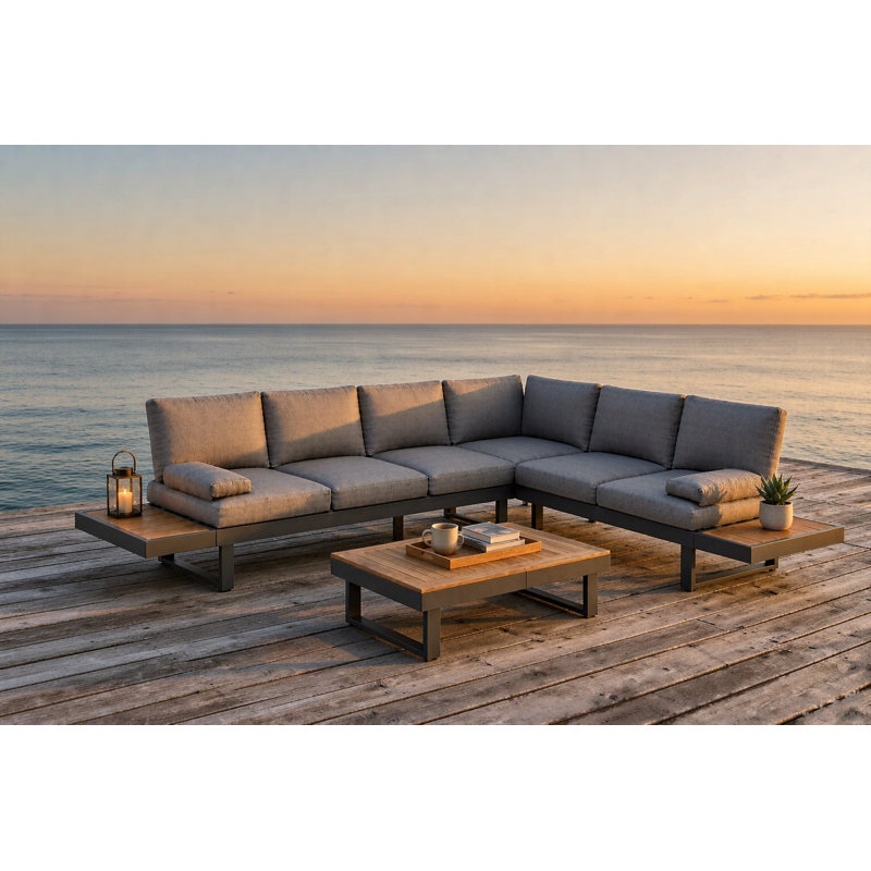 96.46 " W L-Shaped Patio Sofa with Cushions