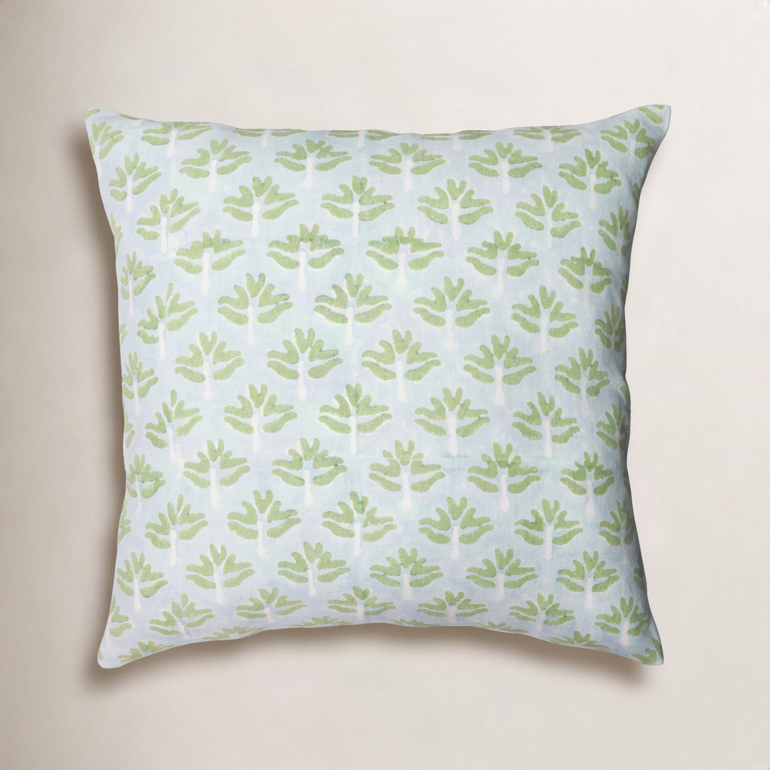20" x 20" Linen Pillow Cover, Light Blue/White Floral, Square 20"