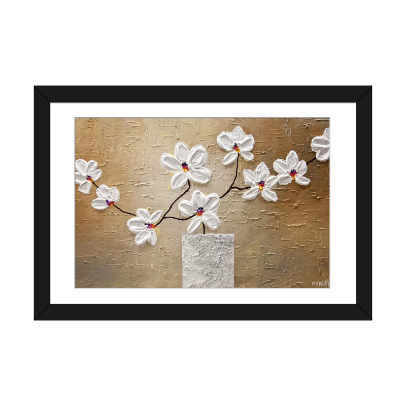 «Swiger White Orchid», impression sur toile, Papier d'art encadré noir, H 16 po x l 24 po x P 1 po