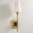 6" W x 23" H 1-Light Wallchiere Sconce in Aged Brass with White Fabric Shade