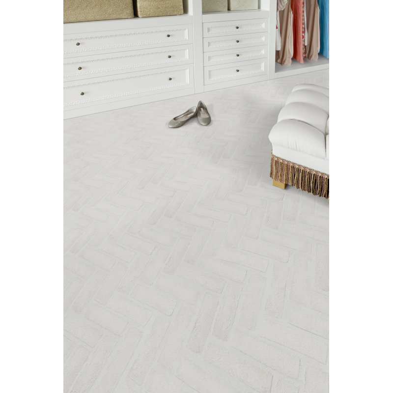 MSI 12 in. x 15 in. Natural Textured Clay Brick Mosaic Floor and Wall Tile, Alpine White