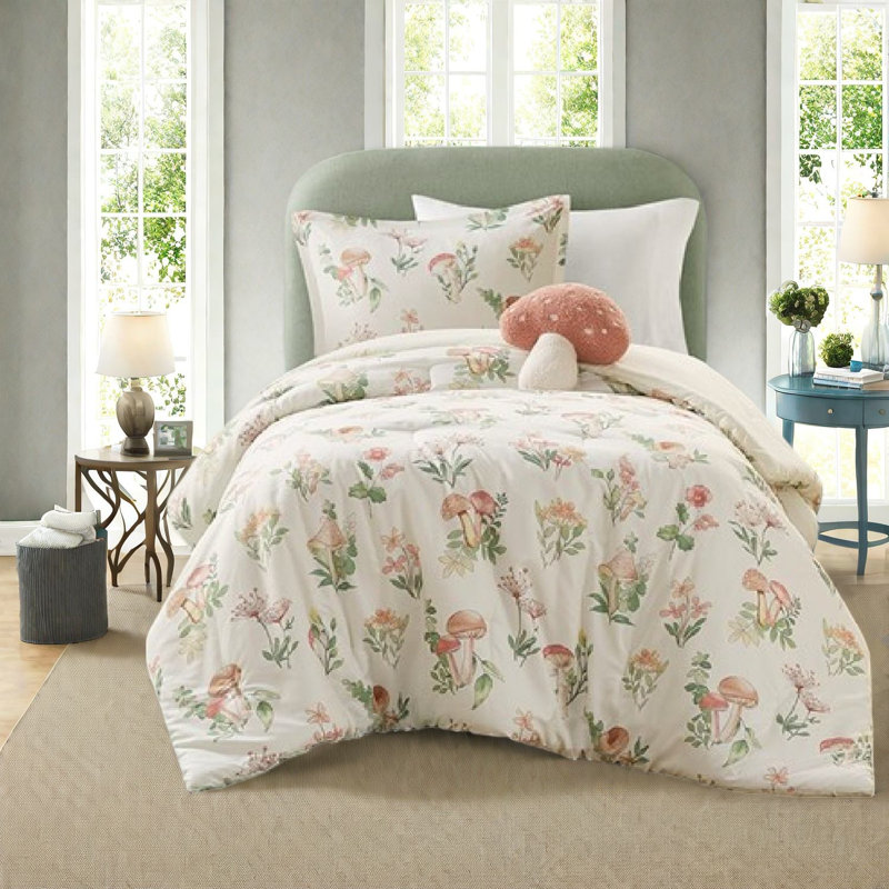 Ensembles de literie hypoallergéniques en polyester, style champignon floral pour la maison