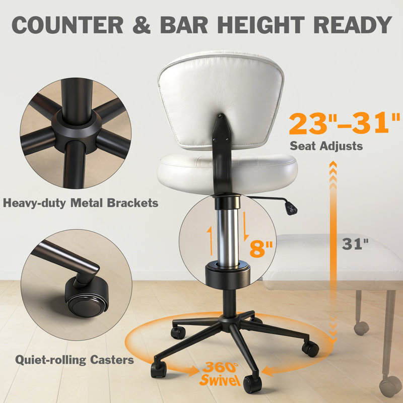 Office Chair Meditation Chair with Adjustable Ottoman, 360° Swivel Cross Legged Office Chair, Height Adjustable Chair, Multi-Purpose Kneeling Chair, Gaming & ADHD Focus Chair, Sleek White PU Leather for Yoga, Office and Bar Use