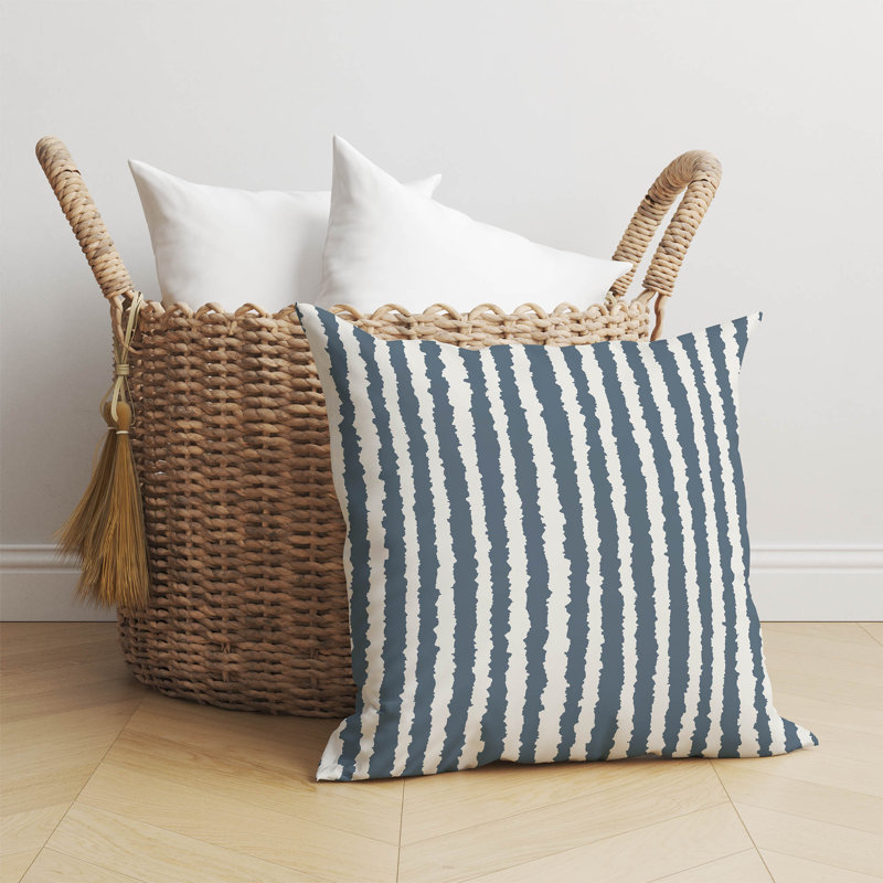 Coussin Long Gen, Rayures bleues, H 20 po x l 20 po