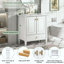 Meuble-lavabo de salle de bain avec lavabo, meuble-lavabo autoportant avec 1 tiroir et 2 portes à fermeture en douceur avec rangement fixé à la porte, structure et pieds en bois massif, un paquet