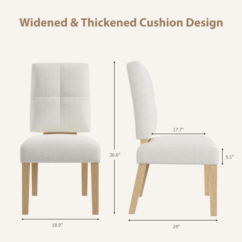 Alesana 18.9" W Linen Blend Upholstered Solid Wood Dining Chairs (Set of 4), 4, Beige
