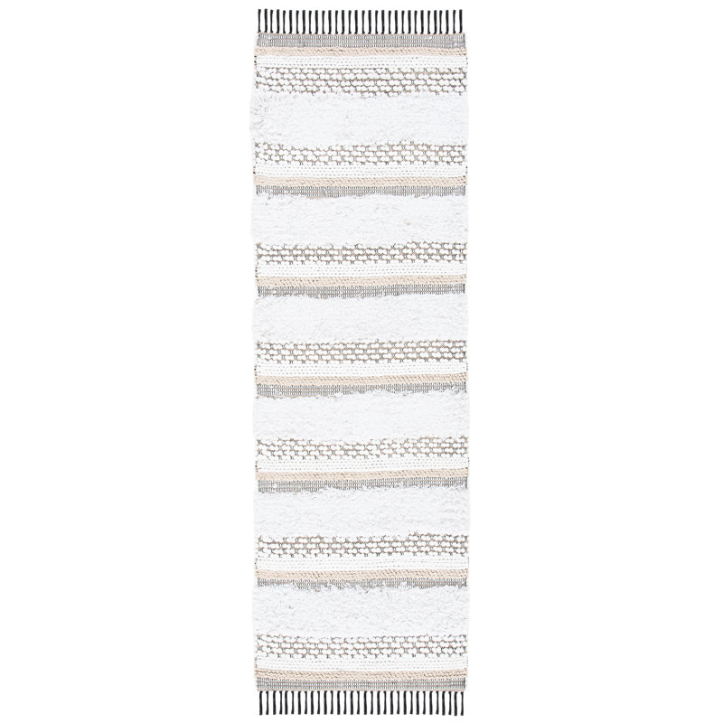 Rusanda Flat Weave Cotton Striped Rug, Runner 2'3" x 7'