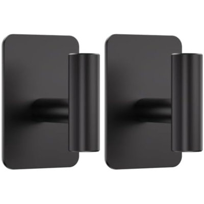 Heavy Duty Adhesive Hooks - 26lb Max, Sticky Wall Hooks Waterproof Stainless Steel for Hanging Towel, Coat, Robe, Towel Hooks Stick on Bathroom, Kitchen, Shower, Door (Black, 2 Pack)