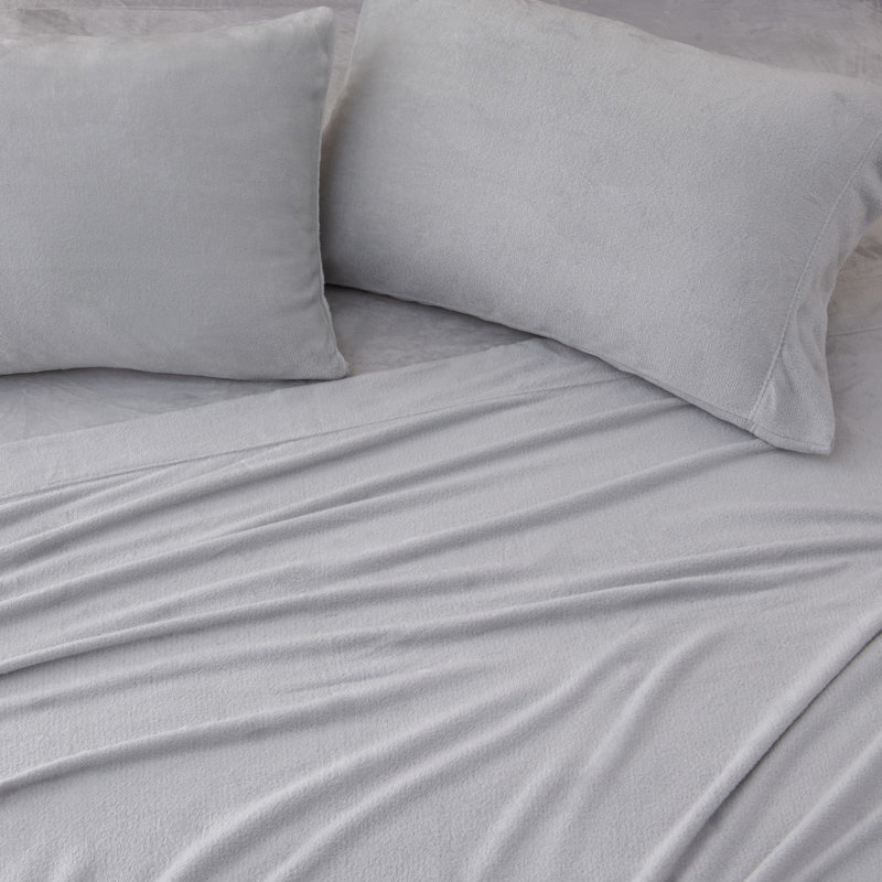 Ensembles de draps en velours ultra doux, Très grand californien, Gris clair