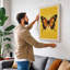 Golden Butterfly Modern 1 Piece Wrapped Canvas Wall Art-1048199897-1048199895