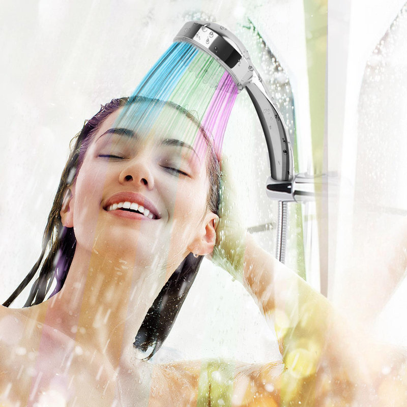 LED Handheld Shower Head Color-Changing Automatically Hydropower without Batteries