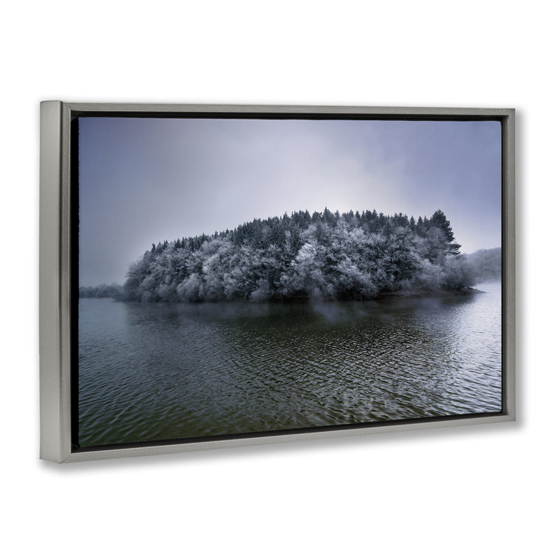 Cadre flottant Invierno Antano Island View, design par Urtzi Vera, Cadre flottant gris lustré, H 17 po x l 25 po