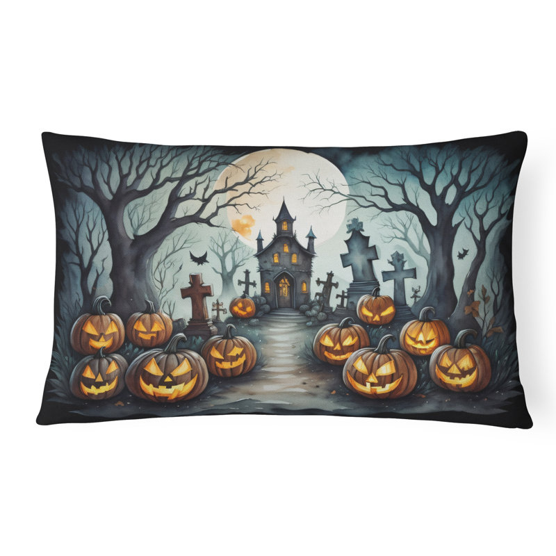 Coussin décoratif en tissu Graveyard Spooky Halloween