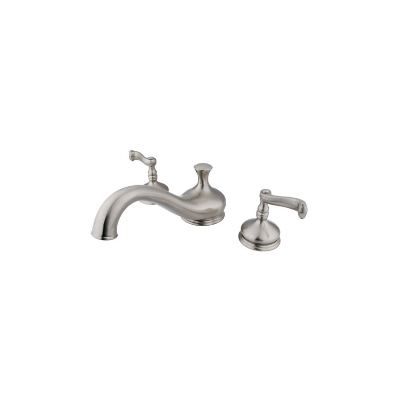 Double Handle Deck Mounted Roman Tub Faucet, Brushed Nickel