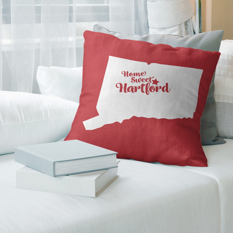 Coussin connecticut, 14 po x 14 po, Rouge, Hartford