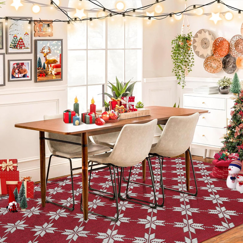 Christmas Eve Foldable Carpet - 2x3ft Thin Low Pile Accent Rug, Rectangle 6' x 9'1"