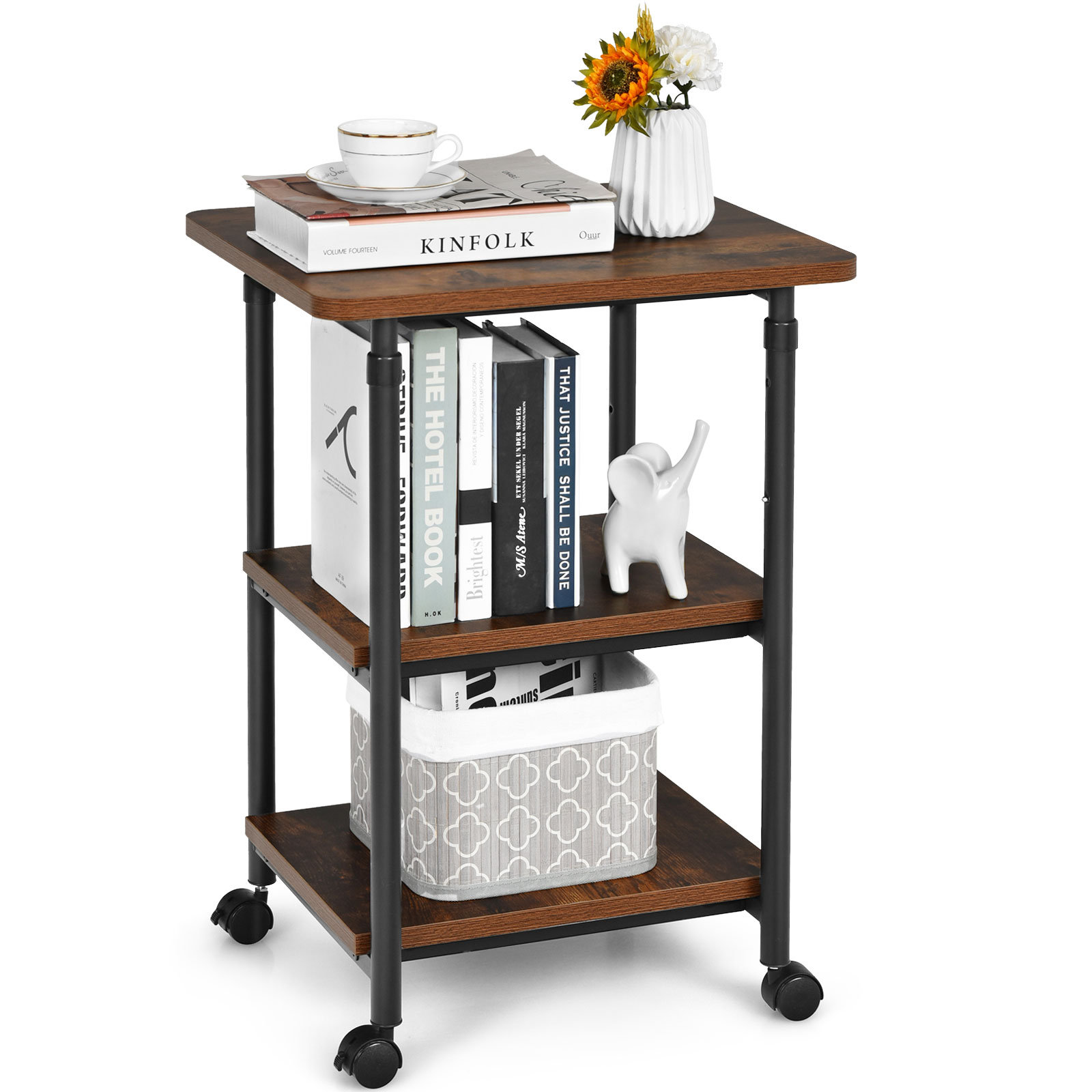 Mind Reader Adjustable Printer Stand with Wheels [2-Tier Shelf