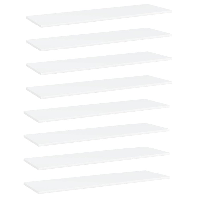 Tablettes pour bibliothèque 8 pièces en bois d'ingénierie, (8 tablettes) H 0,6 po x l 31,5 po x P 15,7 po, Blanc