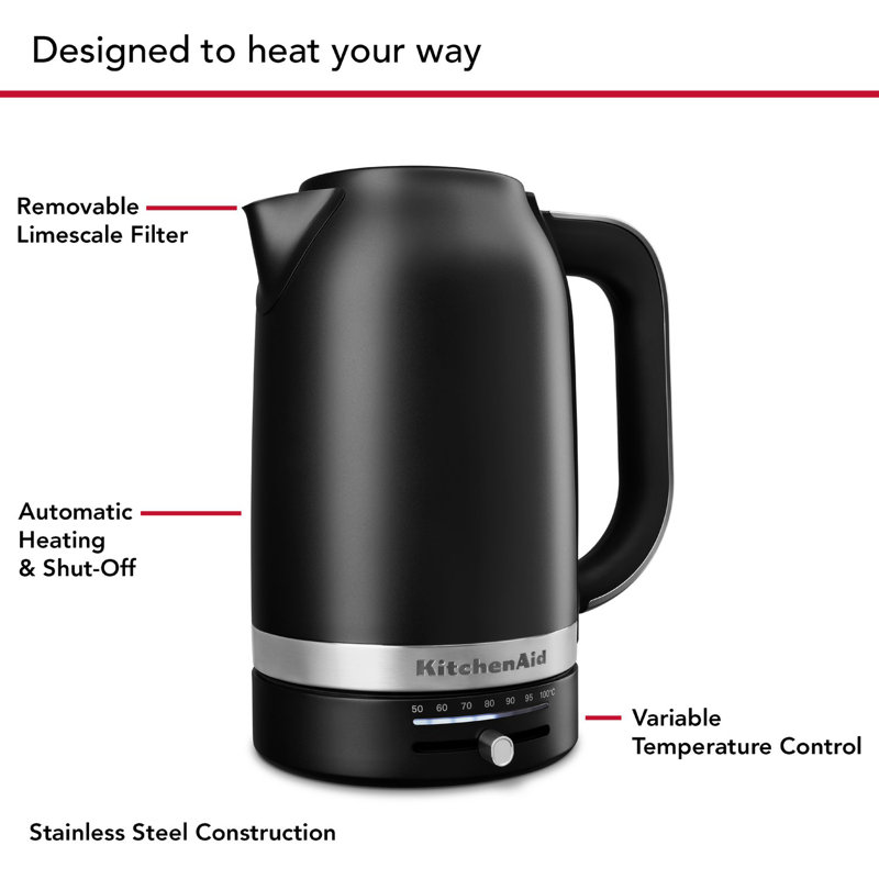 KitchenAid 1.7 Liter Electric Kettle, Matte Black