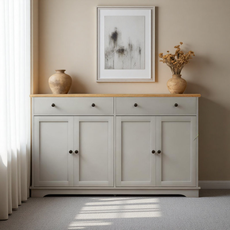 Elegant Style Buffet Cabinet With Storage Drawers,Sideboard, Adjustable Shelves For Your Home, Gray