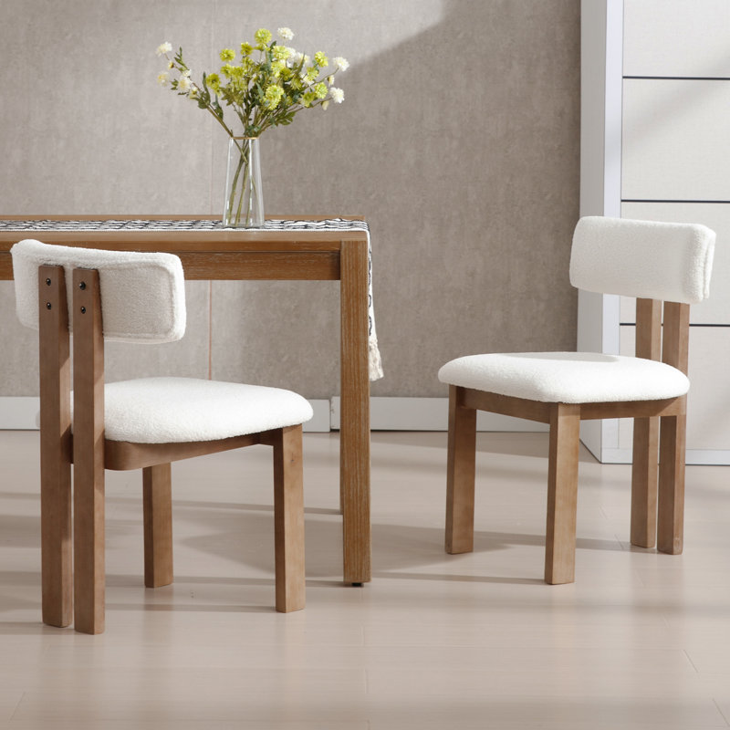 Chaises de salle à manger Janeene, Blanc, Bois brun