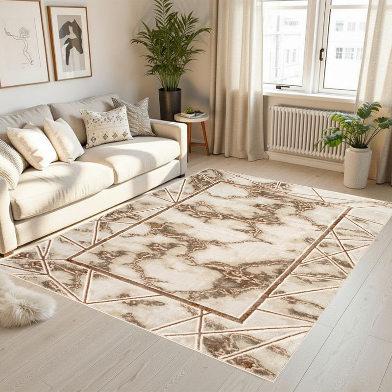 Monaco Series Abrstract Black/Gray/Ivory/Beige Area Rug, Rectangle 7'9" x 10'2"
