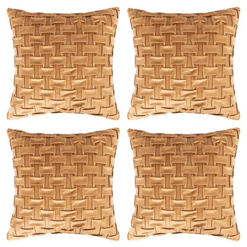 Geometric Velvet Throw Pillow, Coffee, Pillow Cover Only - No Insert