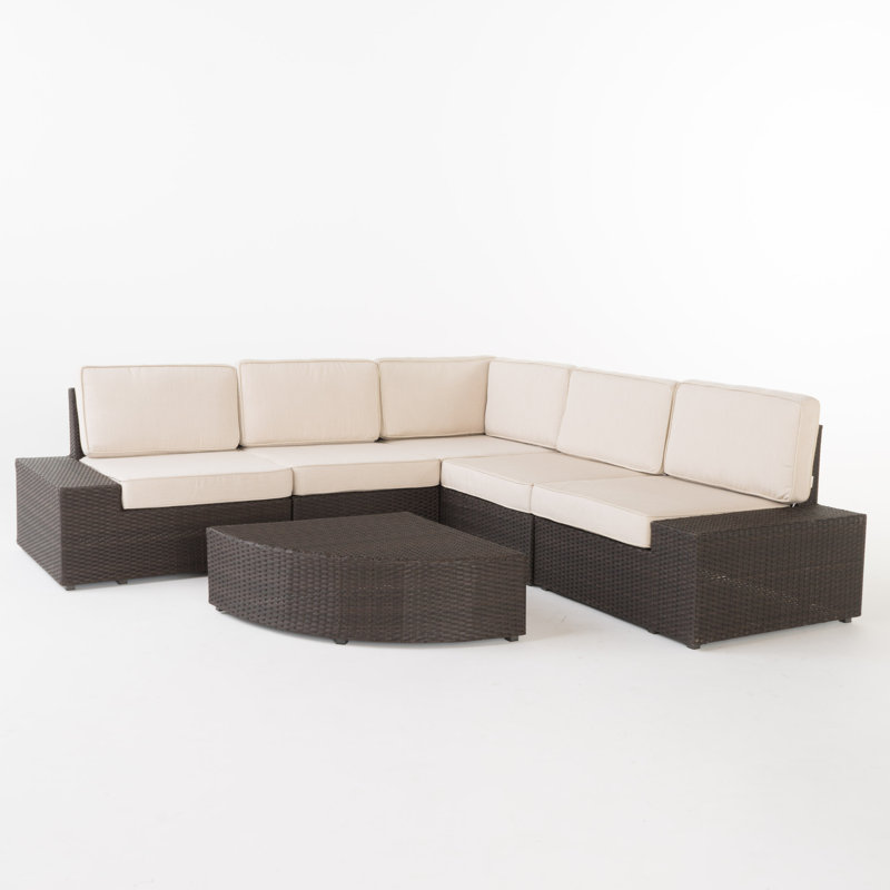 Ensemble de conversation modulaire en rotin avec coussins 6 pièces Graine