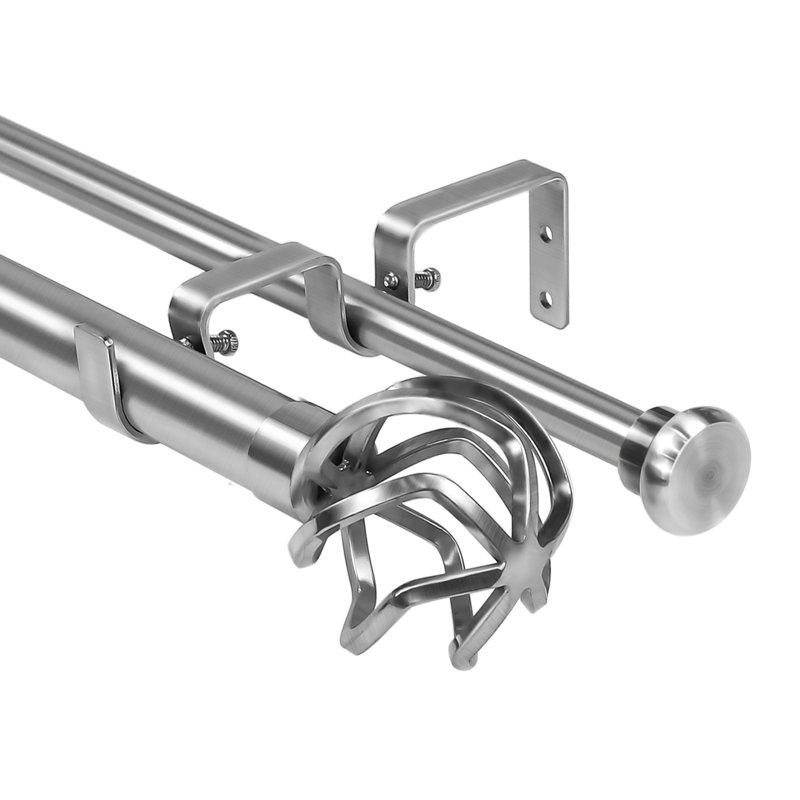 Tringle à rideaux double Braithwaite, Acier brossé, H 1 po x l 120 po x P 1 po