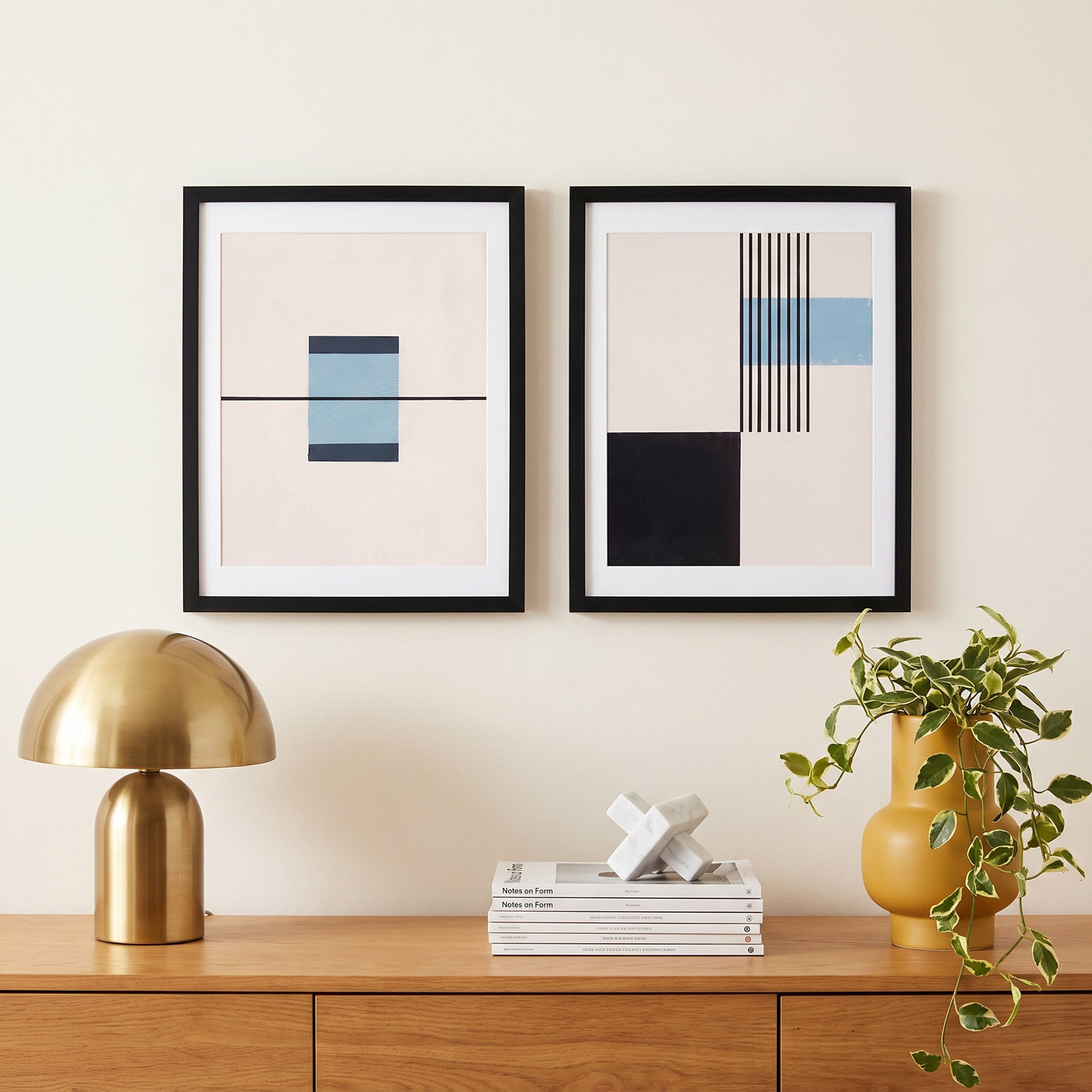 Black and Blue 2-Piece Print Set, 20" H x 16" W x 1.25" D, Black