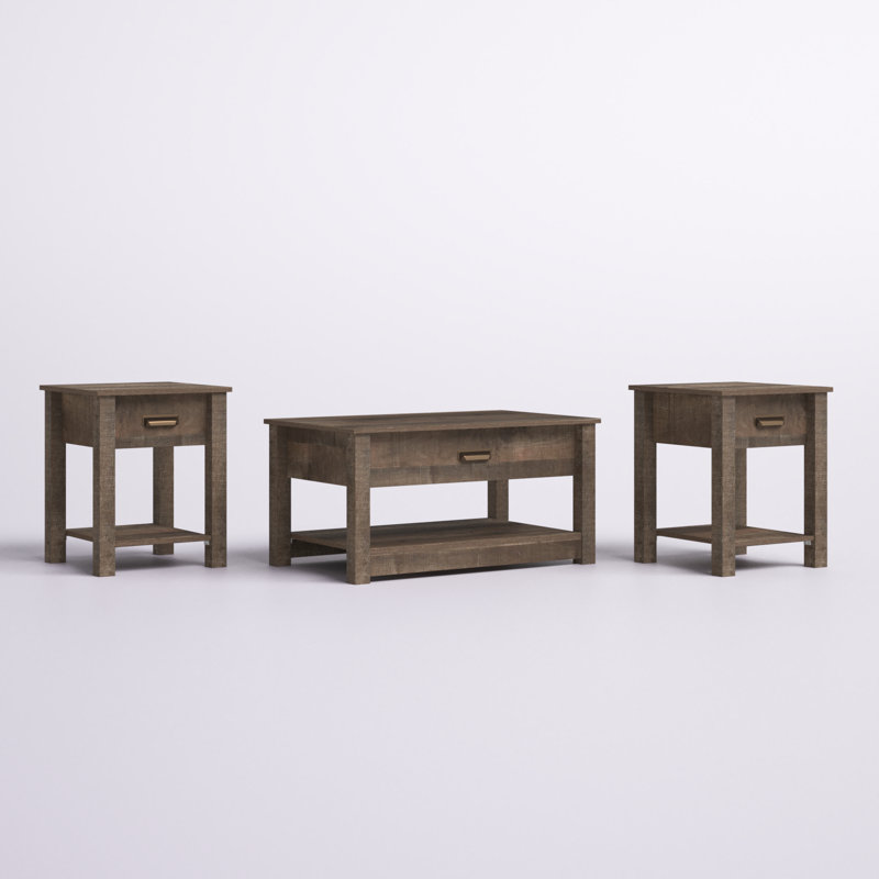 Ensemble de tables basses 3 pièces Lanarose, Chêne brun