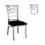 Chaise de salle à manger contemporaine en métal argenté 2 pièces avec siège en microfibre noir